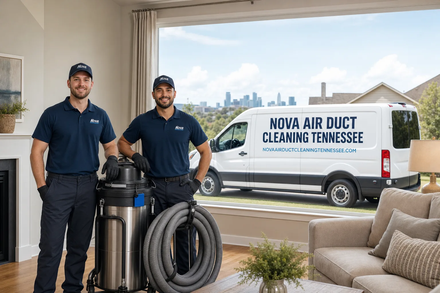Nova Air Duct Cleaning Tennessee service vehicle and crew in Tennessee, TN